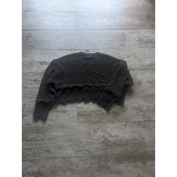 Anthropologie Scalloped Trim Cropped Sweater - Picture 2 of 6